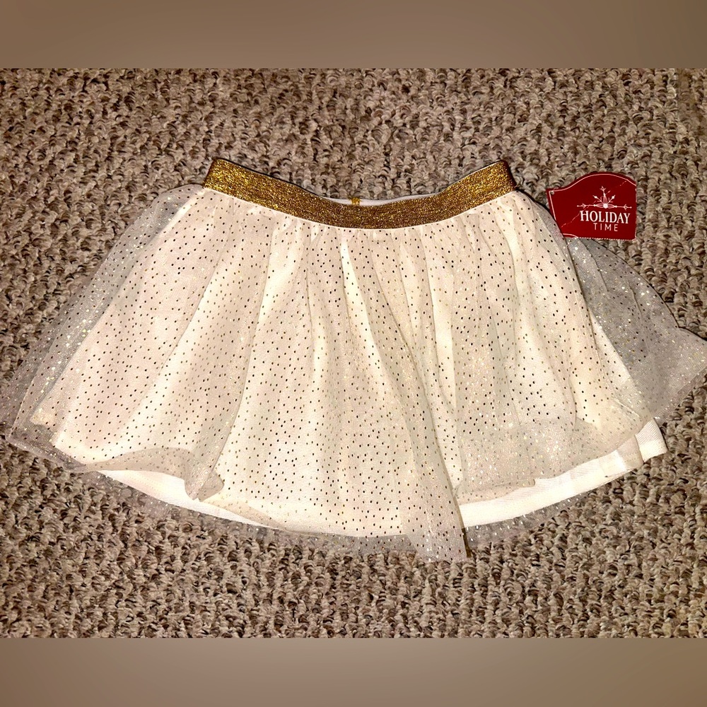 Toddler White and Gold Tutu Skirt. NWT. - Picture 1 of 2